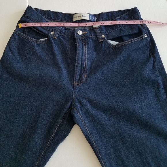 GAP Women's Low Rise Flare Dark Blue Denim Jeans  Size 12 Reg - Picture 4 of 10